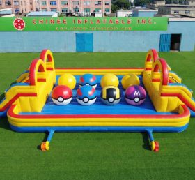 T11-4751S Parcours d’obstacles gonflable à gros ballons Double Wipeout sur le thème Pokémon