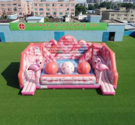 T11-4750C Parcours d’obstacles de grosses boules gonflables sur le thème du flamant rose
