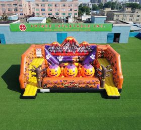 T11-4750F Parcours d’obstacles gonflable avec grosses boules thème Halloween