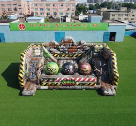 T11-4750 Parcours d’obstacles gonflable à thème zombie avec grosses boules