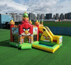 T2-8770 Château Gonflable à Thème Angry Birds avec Toboggan et Piscine