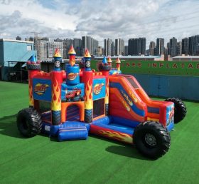T2-8779 Château Gonflable Thème Monstre Blaze avec Toboggan et Piscine