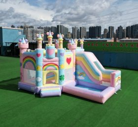 T2-8786 Château Gonflable Thème Bisounours avec Toboggan et Piscine