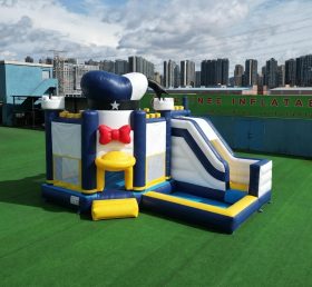 T2-8790 Château Gonflable Thème Donald Duck avec Toboggan et Piscine