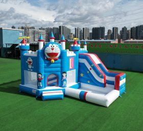 T2-8791 Château Gonflable Thème Doraemon avec Toboggan et Piscine