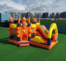 T2-8794 Château Gonflable Thème Dragon Ball avec Toboggan et Piscine