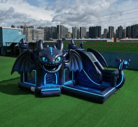 T2-8800 Château gonflable à thème Dragons avec toboggan et piscine