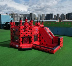 T2-8809 Château Gonflable Thème Miraculous Ladybug avec Toboggan et Piscine