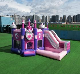 T2-8815 Château Gonflable Thème Nella la Princesse Chevalier avec Toboggan et Piscine