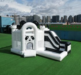 T2-8818 Château Gonflable Thème Panda avec Toboggan et Piscine