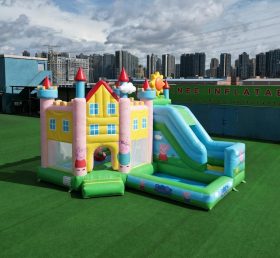 T2-8820 Château Gonflable Thème Peppa Pig avec Toboggan et Piscine