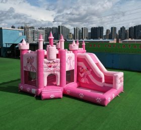 T2-8821 Château Gonflable Thème Panthère Rose avec Toboggan et Piscine