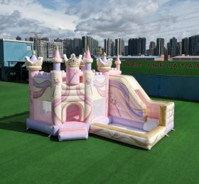 T2-8825 Château Gonflable Thème Fêtes de Princesses avec Toboggan et Piscine