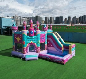 T2-8830 Château Gonflable Thème Shimmer & Shine avec Toboggan et Piscine