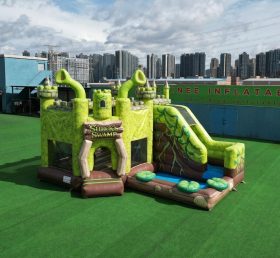 T2-8831 Château Gonflable Thème Shrek avec Toboggan et Piscine