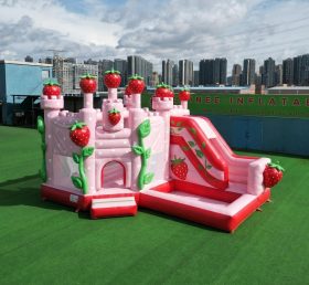 T2-8839 Château Gonflable Thème Charlotte aux Fraises avec Toboggan et Piscine