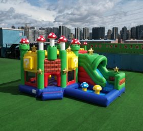 T2-8842 Château Gonflable Thème Super Mario avec Toboggan et Piscine