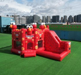 T2-8850 Château gonflable à thème Tickle Me Elmo avec toboggan et piscine