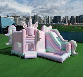 T2-8856 Château Gonflable à Thème Licorne avec Toboggan et Piscine