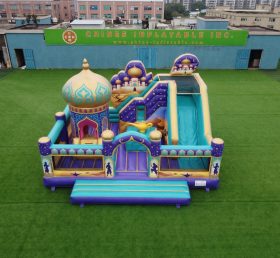 T2-8858 Château Gonflable à Thème Aladdin avec Toboggan