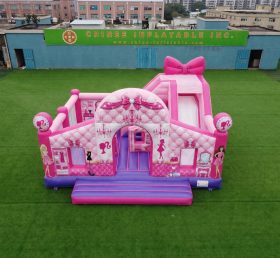 T2-8861 Château Gonflable Thème Barbie Avec Toboggan
