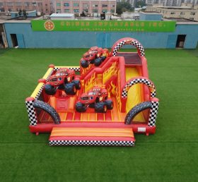 T2-8865 Château Gonflable Thème Blaze Monster avec Toboggan