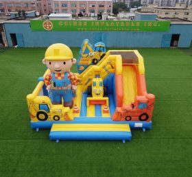 T2-8868 Château Gonflable Thème Bob le Bricoleur avec Toboggan