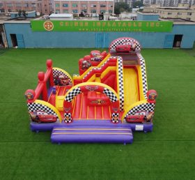 T2-8871 Château Gonflable Thème Cars Avec Toboggan