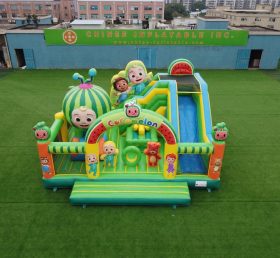 T2-8872 Château Gonflable à Thème Cocomelon avec Toboggan