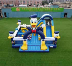T2-8874 Château Gonflable Thème Donald Duck Avec Toboggan