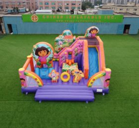 T2-8876 Château Gonflable Thème Dora Avec Toboggan