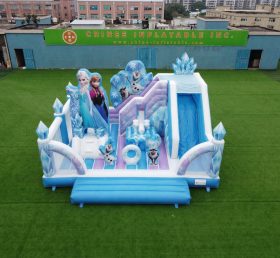 T2-8878 Château Gonflable Thème Reine des Neiges avec Toboggan