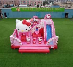 T2-8881 Château Gonflable Thème Hello Kitty Avec Toboggan