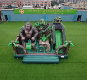 T2-8883 Château gonflable thème King Kong avec toboggan