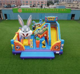 T2-8885 Château Gonflable Thème Looney Tunes avec Toboggan