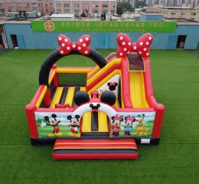 T2-8887 Château Gonflable Thème Mickey & Minnie Avec Toboggan