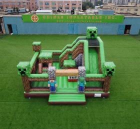 T2-8888 Château Gonflable Thème Minecraft Avec Toboggan