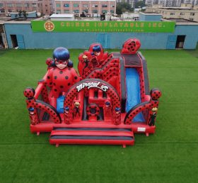 T2-8889 Château Gonflable Thème Miraculous Ladybug Avec Toboggan