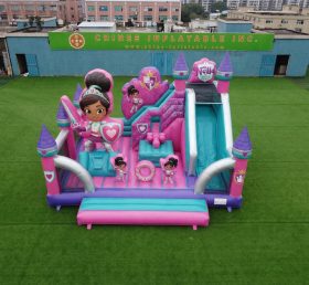 T2-8893 Château Gonflable Thème Nella Chevalier Avec Toboggan