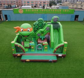 T2-8894 Château Gonflable Thème Tortues Ninja Avec Toboggan