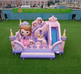 T2-8903 Château Gonflable Thème Fêtes de Princesse avec Toboggan