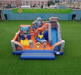 T2-8905 Château Gonflable Thème Rusty Rivets Avec Toboggan