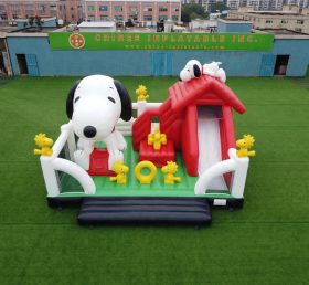 T2-8910 Château Gonflable Thème Snoopy Avec Toboggan