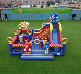 T2-8912 Château Gonflable Thème Sonic Avec Toboggan