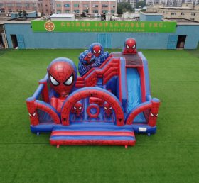 T2-8913 Château Gonflable à Thème Spider-Man avec Toboggan