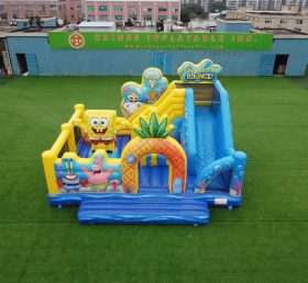 T2-8914 Château Gonflable Thème Bob l'Éponge avec Toboggan