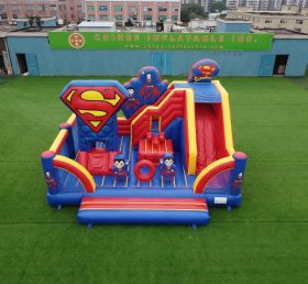 T2-8917 Château Gonflable Thème Superman Avec Toboggan