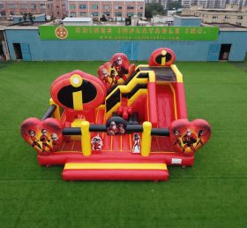 T2-8922 Château Gonflable Thème Les Indestructibles Avec Toboggan