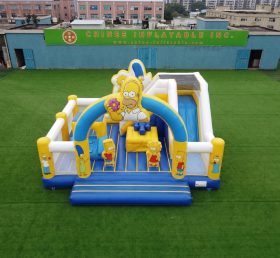 T2-8925 Château Gonflable Thème Les Simpsons Avec Toboggan