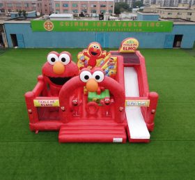 T2-8927 Château gonflable thème Tickle Me Elmo avec toboggan